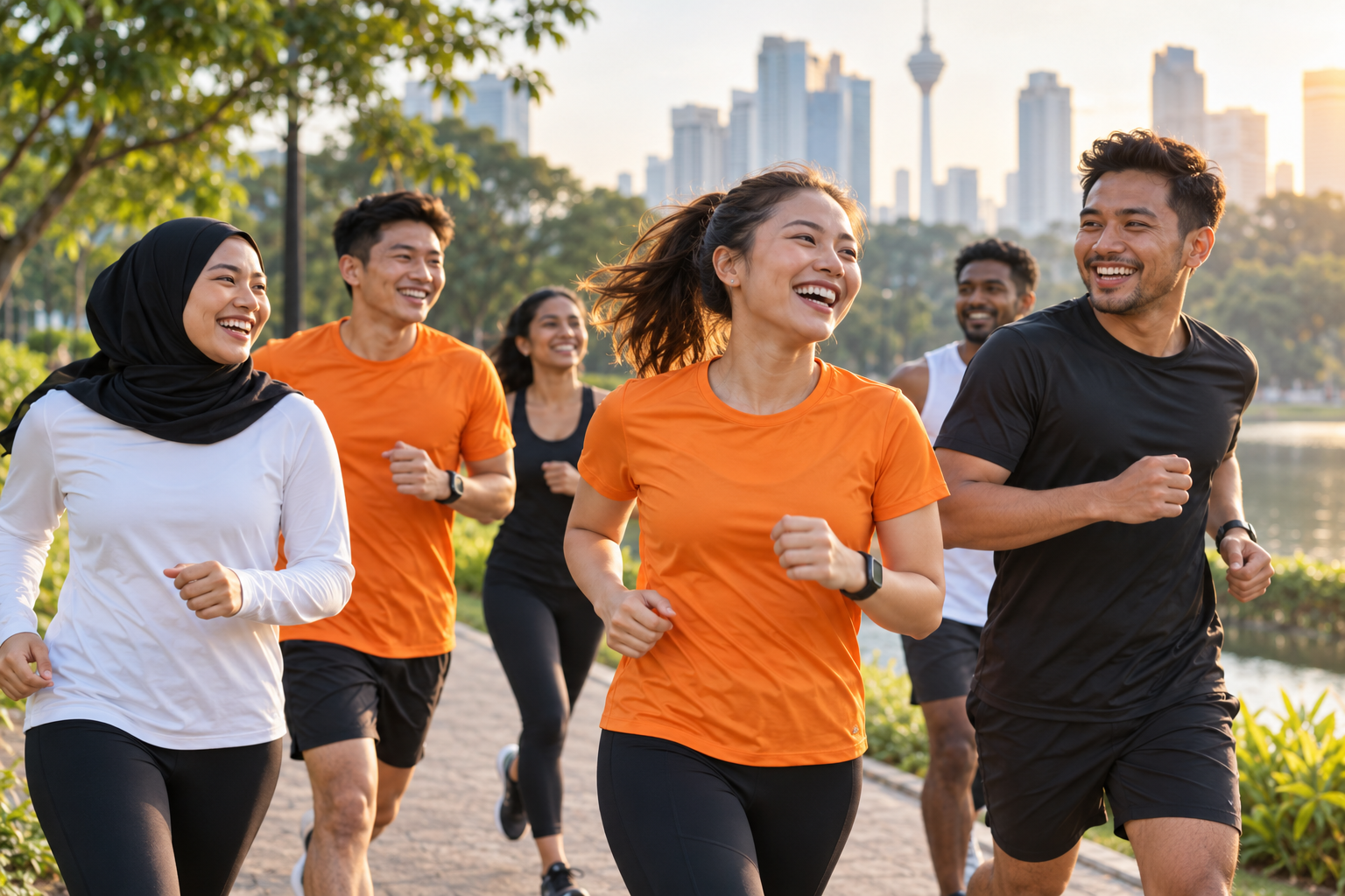 Illustration of friends enjoying an outdoor fun run